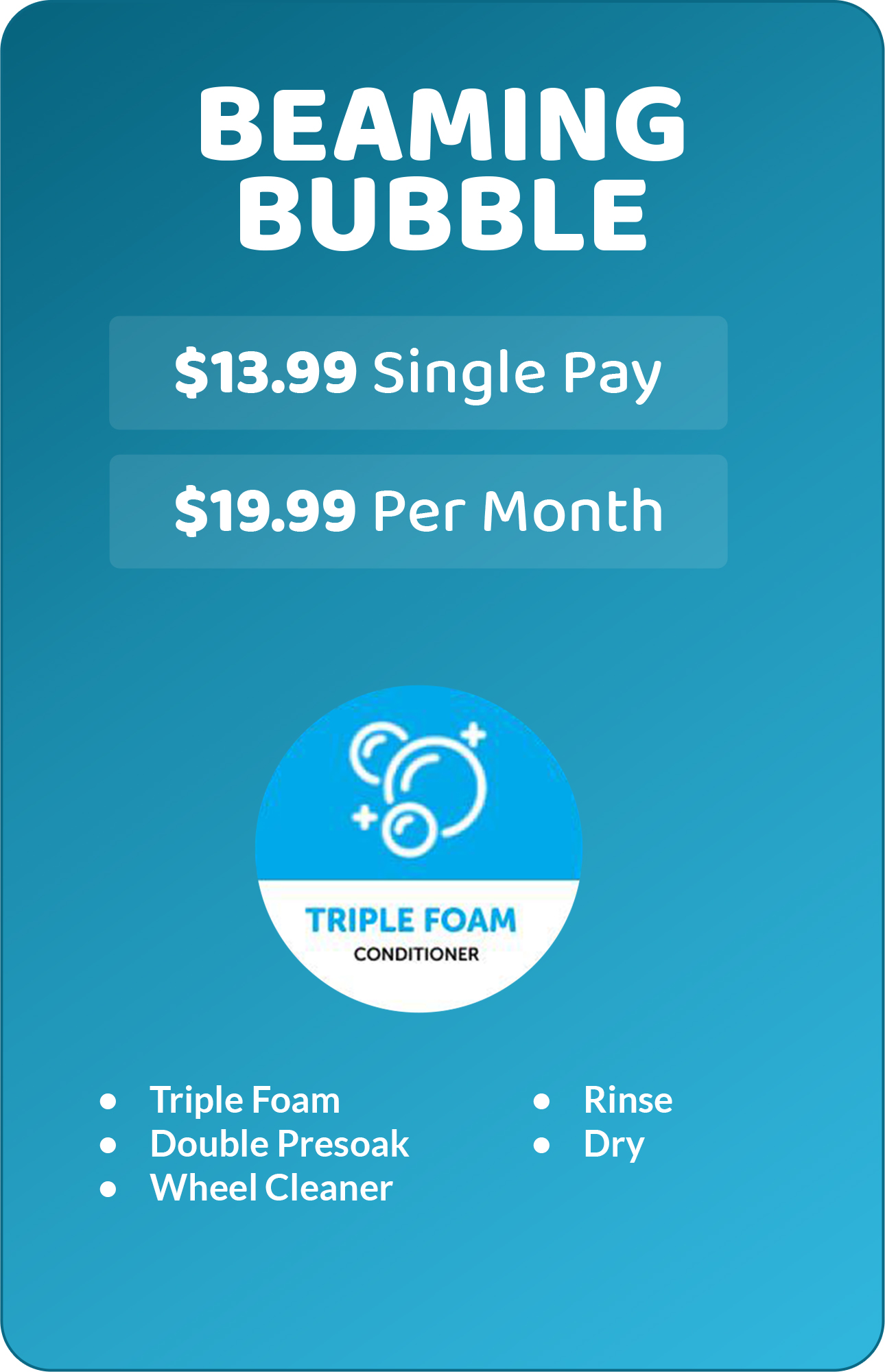 Beaming Bubble wash package